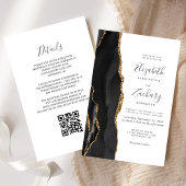 Budget Black Gold Agate QR Code Hochzeitsempfang