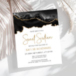 Budget Black Gold Agate Sweet 16 Einladung<br><div class="desc">Diese trendige 16 . Geburtstag-Geburtstagseinladung zeigt ein Aquarellbild eines agaten Geodes in Schwarz-Tönen mit goldenen Imitaten-Highlights. Die Worte "16 . Geburtstag" erscheinen in Imitaten goldenen Glitzer in dekorativen modernen Handschrift Schriftart. Passen Sie ihn an mit dem Namen des Ehrengast in goldfarbenem Text und den Details in Holzkohle grau auf weißem...</div>