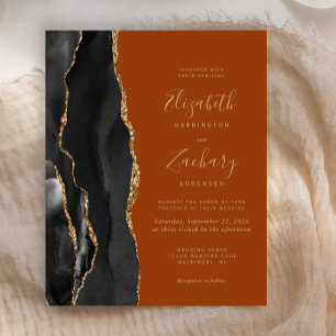 Budget Black Gold Agate Terracotta Hochzeit Einlad