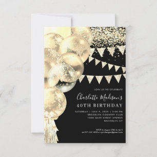 Budget Black Gold Ballon Tassel jedes Alter Geburt Mitteilungskarte