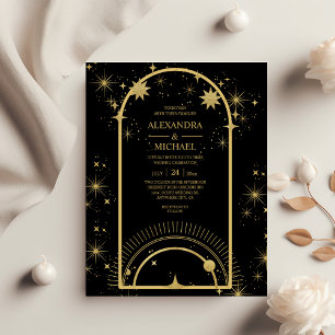 Budget Black Gold Celestial Stars Hochzeit 