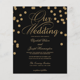 Budget Black Gold Confetti Hochzeit Einladung