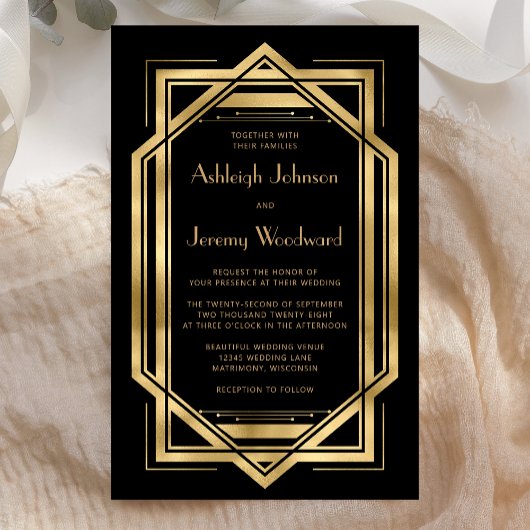 Budget Black Gold Deko Frame Vintag 1920er Hochzei