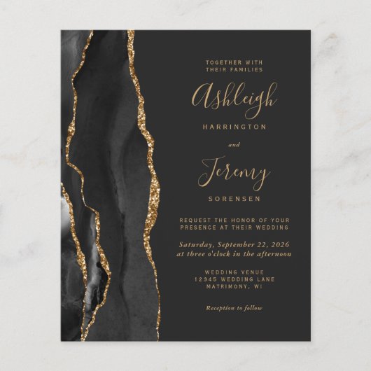 Budget Black Gold Dunkel QR Code Hochzeitsempfehlu (Vorderseite)