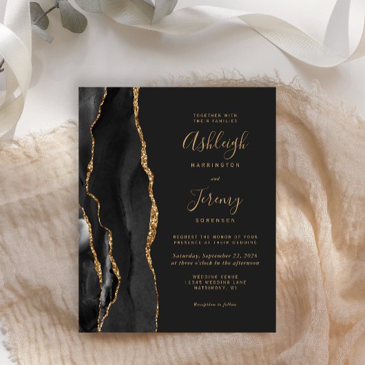 Budget Black Gold Dunkel QR Code Hochzeitsempfehlu