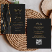Budget Black Gold Dunkel QR Code Hochzeitsempfehlu