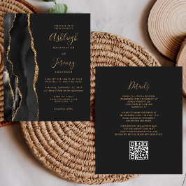 Budget Black Gold Dunkel QR Code Hochzeitsempfehlu