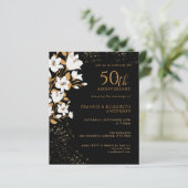 Budget Black Gold Floral 50. Hochzeitstag (Stehend Vorderseite)