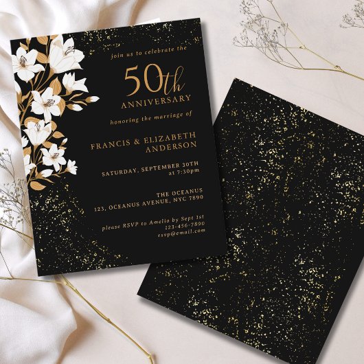 Budget Black Gold Floral 50. Hochzeitstag