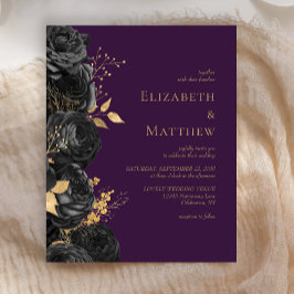 Budget Black Gold Floral Lila Hochzeit Einladung