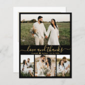 Budget Black Gold Foto Hochzeit Dankeschön Card (Vorne/Hinten)