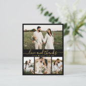 Budget Black Gold Foto Hochzeit Dankeschön Card (Stehend Vorderseite)