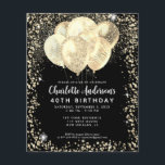 Budget Black Gold Glam Glitzer Balloon Geburtstag<br><div class="desc">Moderne Glam Imitate Gold Schwarzer Glitzer Sparkle Ballon Elegant Stilvolle Einladung zum Geburtstag</div>