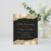 Budget Black Gold Glitter 50th Anniversary Invite (Stehend Vorderseite)