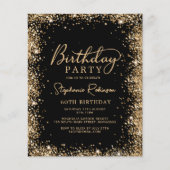 Budget Black Gold Glitter 60th Birthday Invitation (Vorderseite)