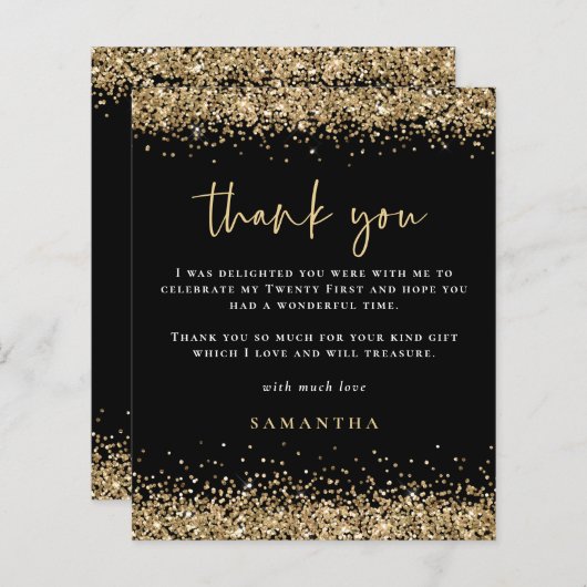 Budget Black Gold Glitzer 21. Vielen Dank (Vorne/Hinten)