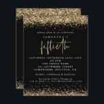 Budget Black Gold Glitzer 50. Party Einladung<br><div class="desc">Eine günstige BUDGET-Alternative für eine kleinere Größe von 4, 5 x 5, 6 Zoll, die ein Gewicht von 110 lbs hat, die ähnlich dick ist wie eine Postkarte (sie ist jedoch nicht als Postkarte geeignet). BITTE BEACHTEN SIE, dass es eine Einladung pro Blatt Black Gold Glitzer 50. Party Einladung. Elegantes...</div>