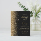Budget Black Gold Glitzer Edge Einladung zur Hochz (Stehend Vorderseite)
