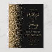 Budget Black Gold Glitzer Edge Einladung zur Hochz (Vorderseite)