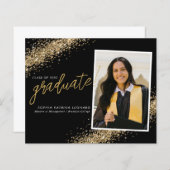Budget Black Gold Glitzer Grad Foto Abschluss (Vorne/Hinten)
