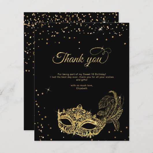 BUDGET Black Gold Glitzer Masquerade Vielen Dank (Vorne/Hinten)