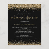 Budget Black Gold Glitzer Probe Einladung (Vorderseite)