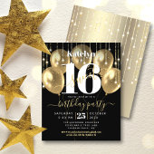 Budget Black Gold Glitzer Sweet 16 Balloons Einlad
