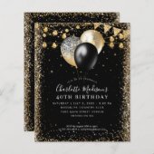 Budget Black Gold Glitzern Lights Balloon Geburtst (Vorne/Hinten)