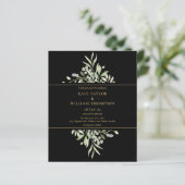 Budget Black Gold Greenerity Wedding Foto Einladun (Stehend Vorderseite)