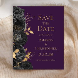 Budget Black Gold Lila Flora Save the Date