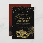 BUDGET Black Gold Masquerade Sweet 16 Photo Mitteilungskarte (Vorne/Hinten)