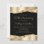 Budget Black Gold Mirror 50th Anniversary Invite (Vorderseite)
