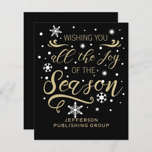 Budget Black Gold Moderne Business-Urlaubskarte (Vorne/Hinten)