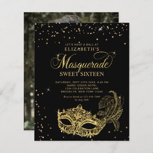 BUDGET Black Gold Photo Masquerade Sweet 16 (Vorne/Hinten)