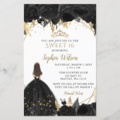 Budget Black Gold Princess SWEET 16 Einladung (Vorderseite)