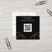 Budget Black Gold QR Code Einladung Hochzeitsfeier