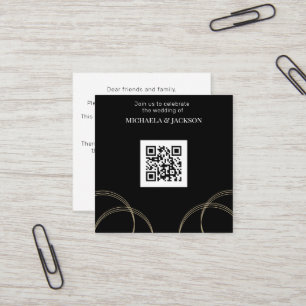 Budget Black Gold QR Code Einladung Hochzeitsfeier