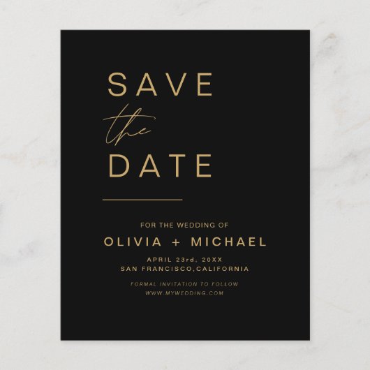 Budget Black Gold Save the Date Elegant (Vorderseite)