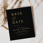 Budget Black Gold Save the Date Elegant Flyer<br><div class="desc">Das Budget Hochzeit Elegante Schwarz und Gold speichern Sie die Datumskarten. Die Save the Date-Karten enthalten eine moderne,  handgeschriebene,  kursive Schriftzeichen-Typografie,  die elegant,  einfach und modern nach einem einfachen Hochzeitstag-Fest zu verwenden sind.</div>