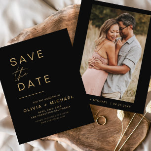 Budget Black Gold Save the Date Elegantes Foto