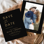 Budget Black Gold Save the Date Elegantes Foto Flyer