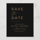 Budget Black Gold Save the Date Elegantes Foto Flyer (Vorne)