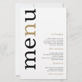 BUDGET Black Gold Typografy White Wedding Menü
