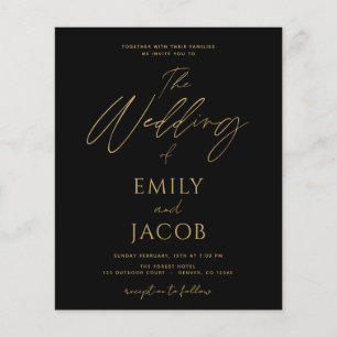 Budget Black Gold Wedding Moderne Typografie Flyer