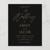 Budget Black Gold Wedding Moderne Typografie Scrip (Vorderseite)
