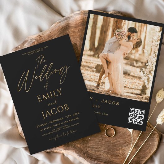 Budget Black Gold Wedding QR Code Foto Script