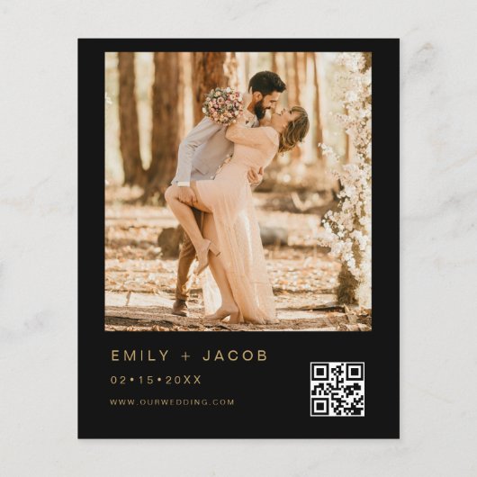 Budget Black Gold Wedding QR Code Foto Script (Rückseite)