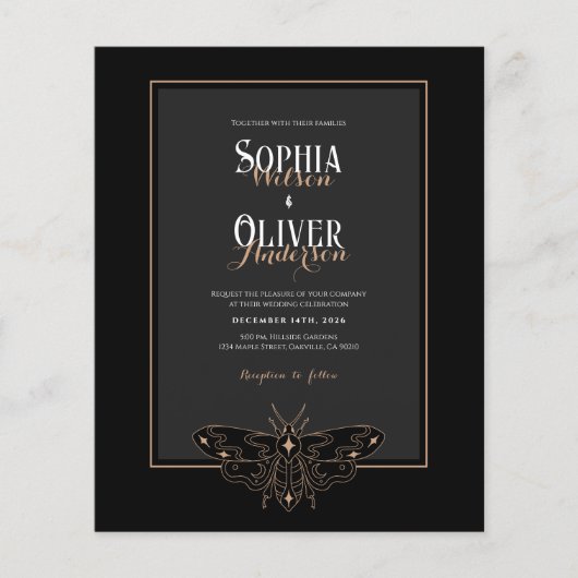 Budget Black Gothic Foto QR-Code Einladung (Vorderseite)