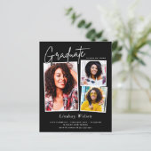 Budget Black Grad 3 Foto Graduation Einladungen (Stehend Vorderseite)