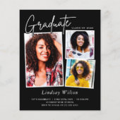Budget Black Grad 3 Foto Graduation Einladungen (Vorderseite)